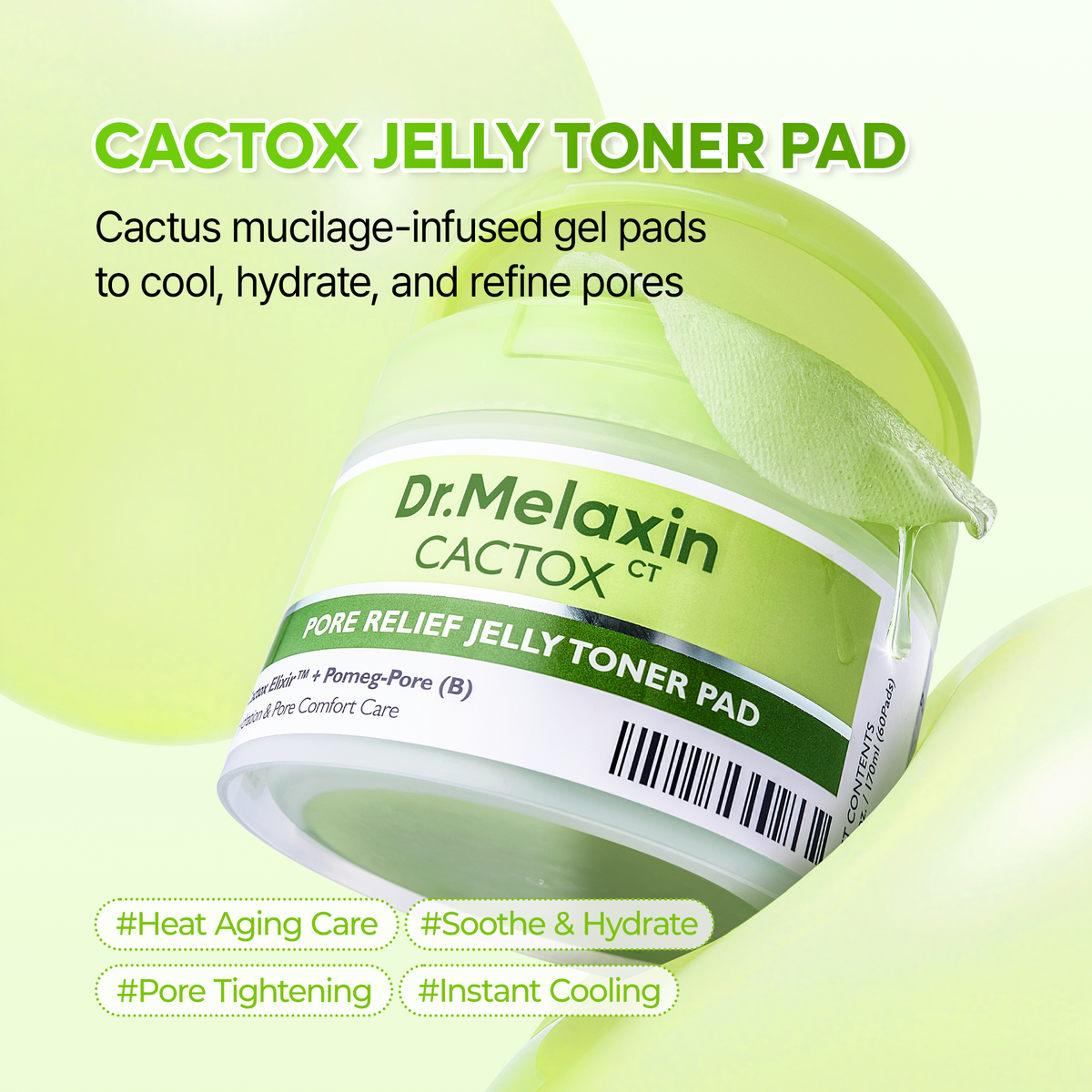 Cactox Pore Relief Jelly Toner 60 Pads - Dr.Melaxin.us