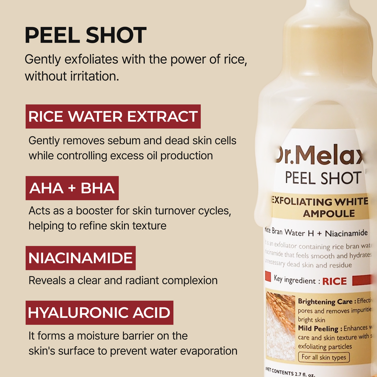Peel Shot Glow White Rice Ampoule - Dr.Melaxin.us
