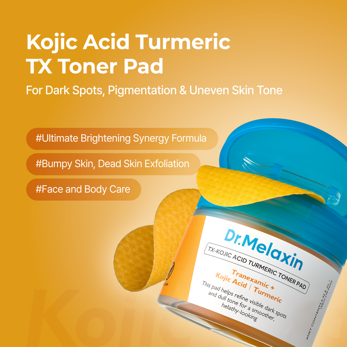 Kojic Acid Turmeric TX Toner Pad 70pads - Dr.Melaxin.us