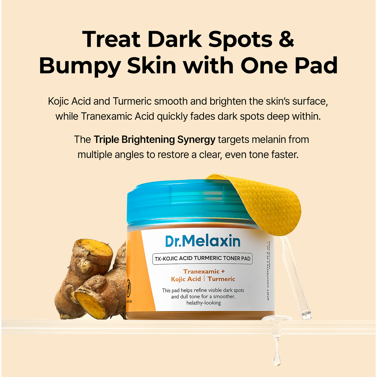 Kojic Acid Turmeric TX Toner Pad 70pads - Dr.Melaxin.us